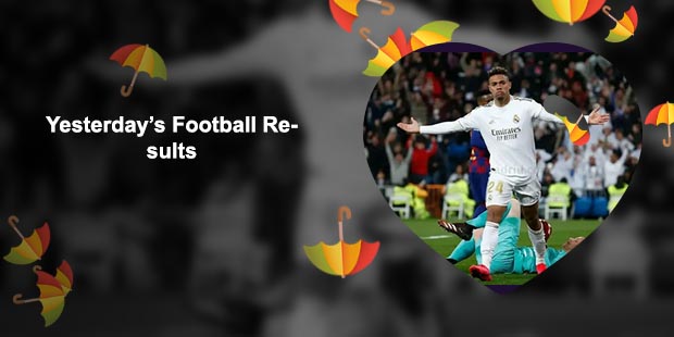 Soccer football results for yesterday